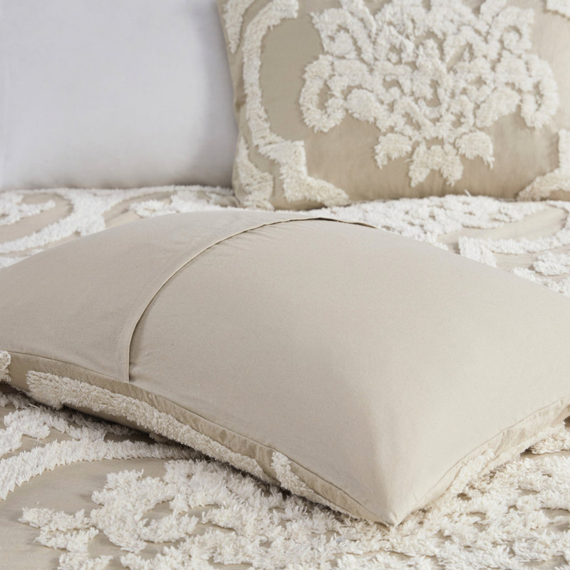 Édredon très grand / très grand taupe - Rembourrage en chenille 3 pièces, Édredon très grand + 2 taies décoratives, Taupe