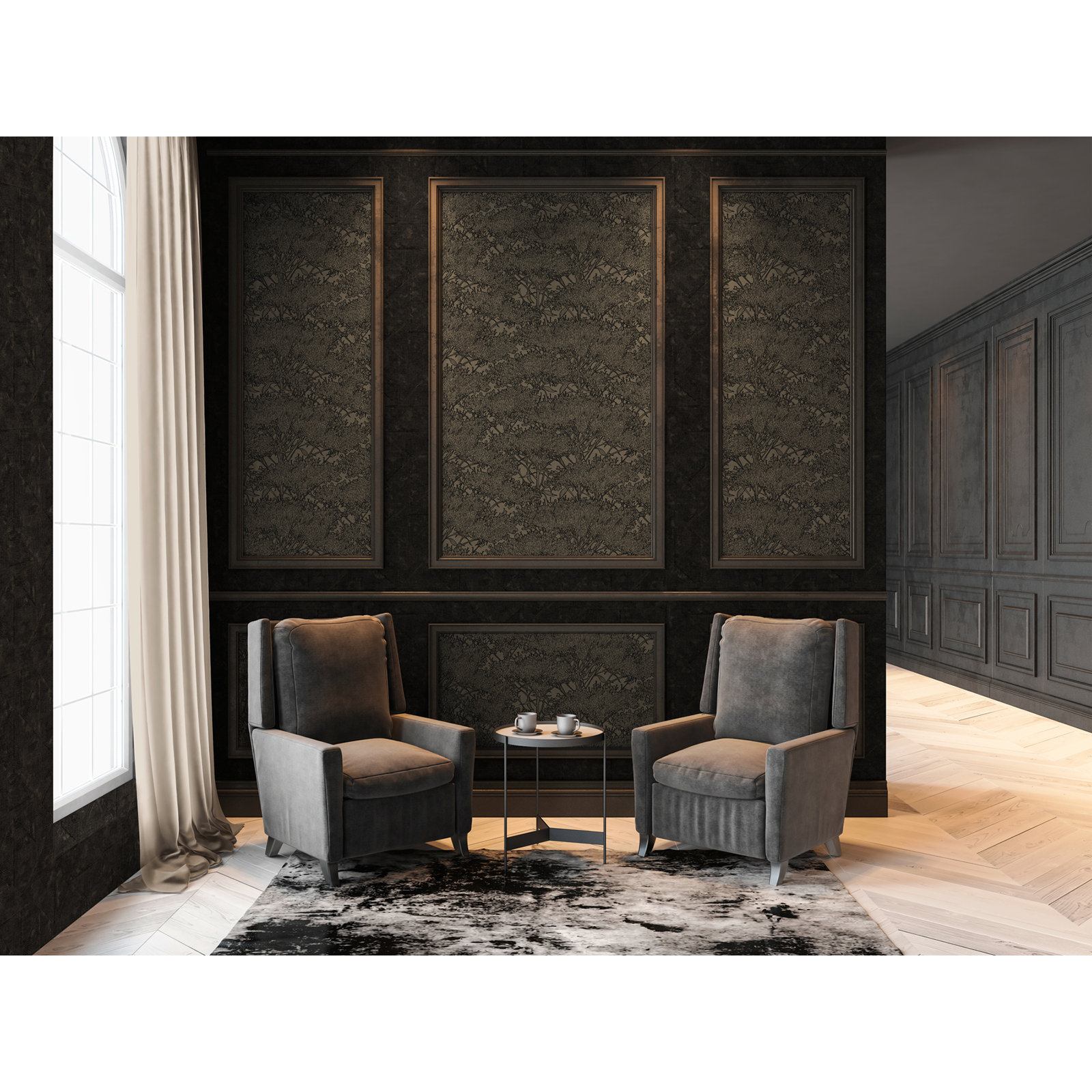 Leopold Floral Wallpaper, Brown