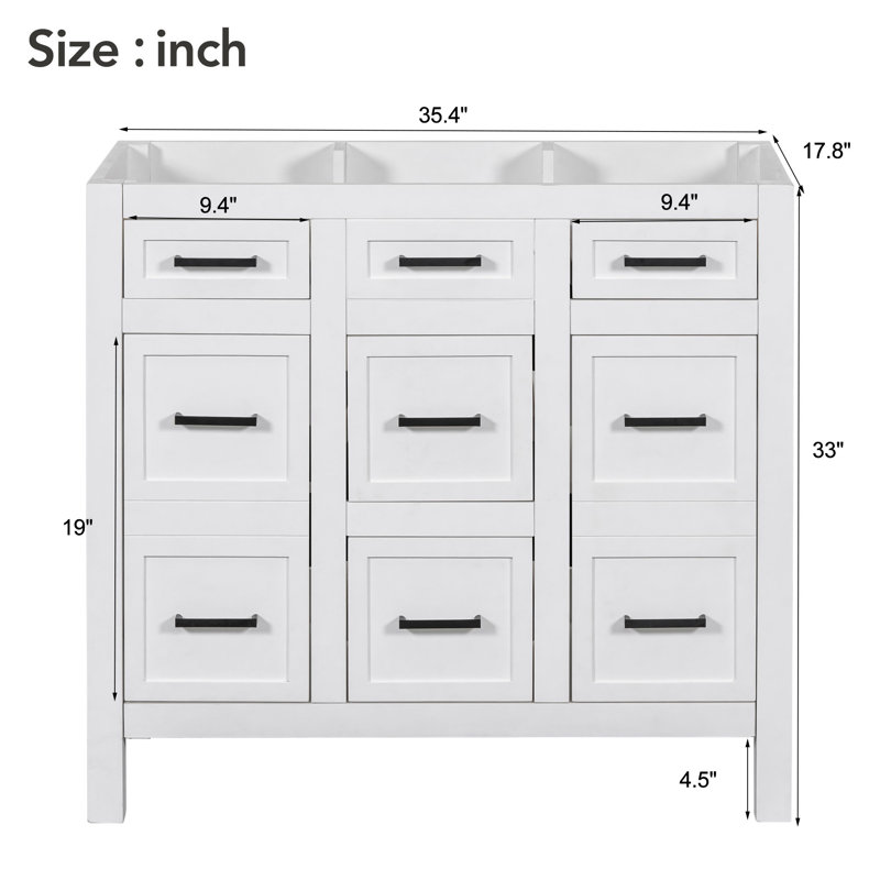 [Cabinet Only] 36" White Bathroom Vanity(Sink Not Included)