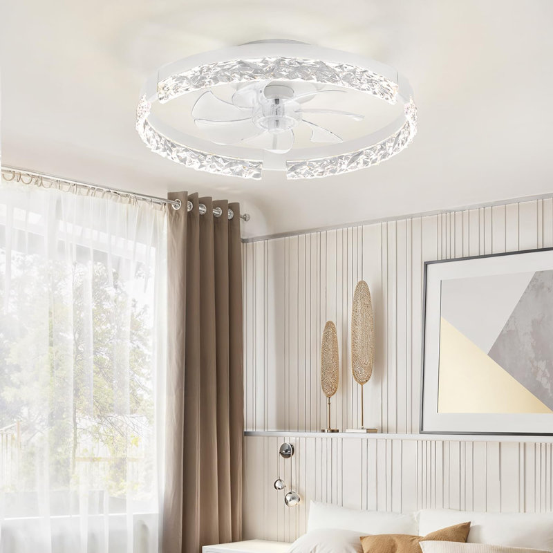 Ventilateurs de plafond à profil bas de 20 pouces avec lumières et télécommande, Noir