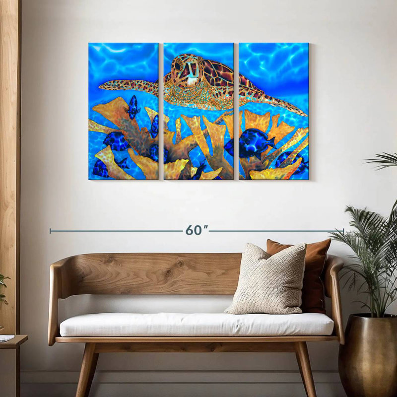 Blue Tang And Hawksbill, 28" H x 45" W