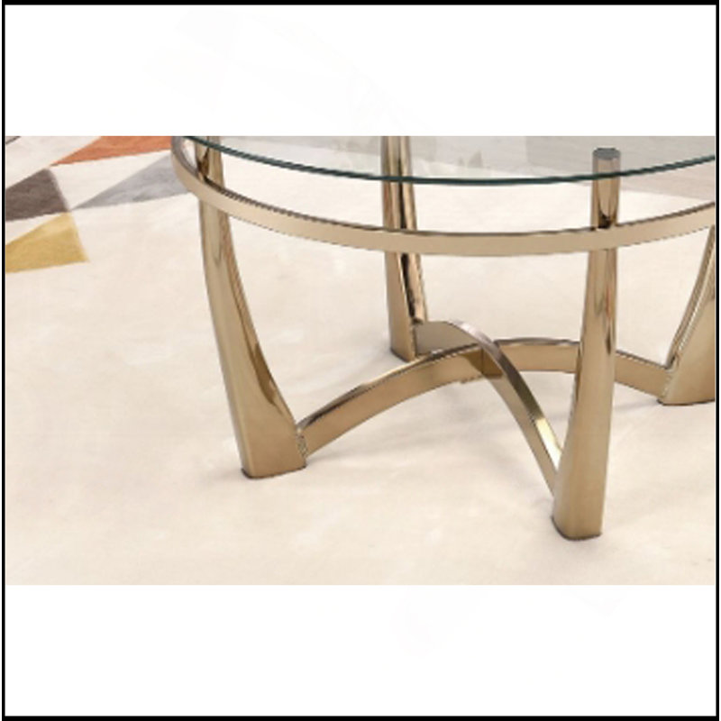 Clear Glass & Champagne Finish Coffee Table (Coffee Table Only)