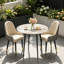 Round Dining Table And 2 Chairs Set, 3pcs Dining Room Sets For Restaurant Kitchen Office, 2-4 Seaters Marble Table And Light Khaki Microfiber Silicone Leather Kitchen Chairs Set Of 2-1862177385-1862177382