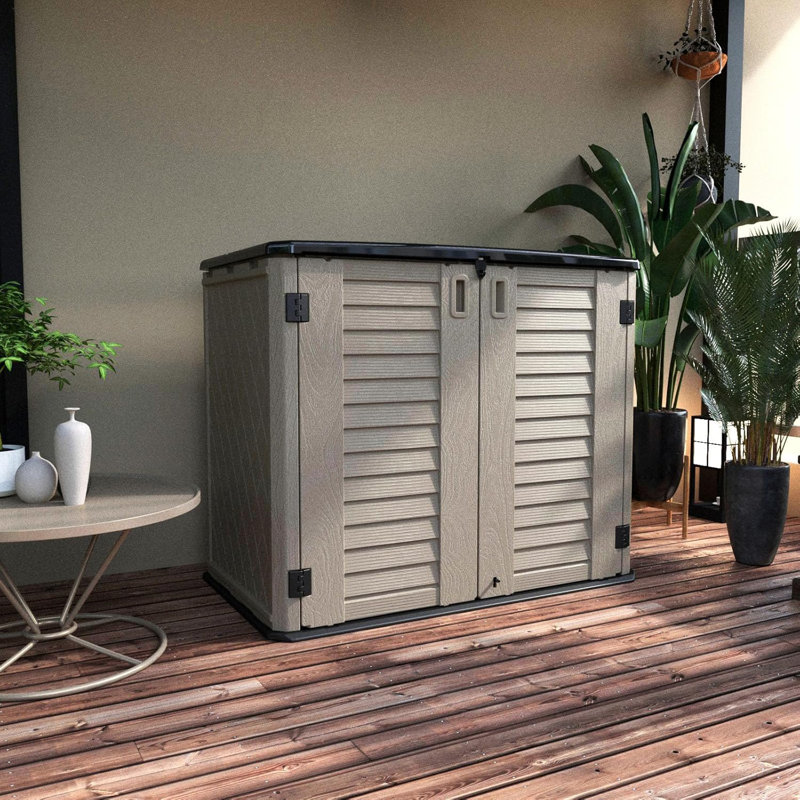 Outdoor Storage Shed - Horizontal Storage Box Waterproof For Garden, Patios, Backyards, Brown