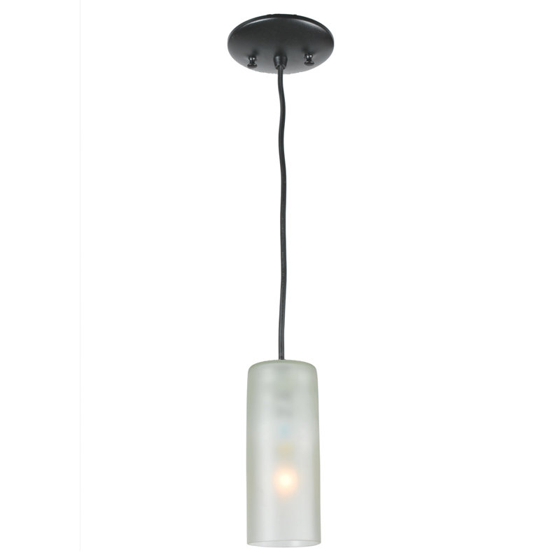 Luminaire suspendu à cylindre simple 1 lumières, Blanc givré, H 77 po x l 2 po x P 2 po