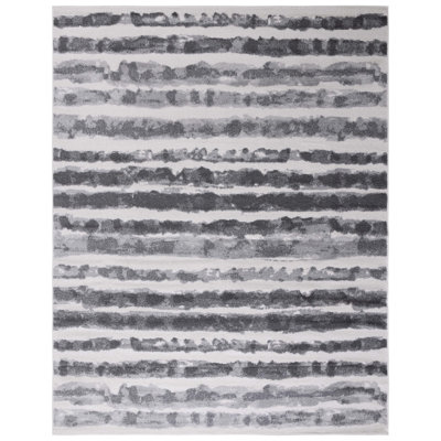 Bethlyn Striped Ivory/Charcoal Area Rug
