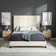 Grand lit plateforme tapissier capitonné beige