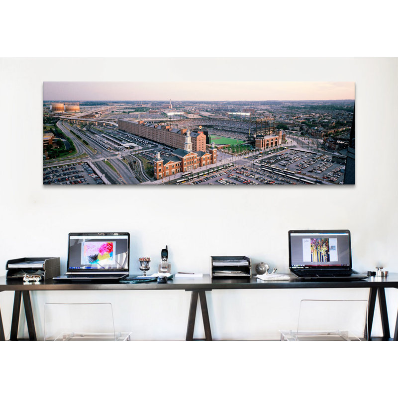 Vision panoramique panoramique d’un champ de baseball, baltimore, maryland, reproduction de photo sur toile