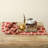 Scalloped Linen Table Runner with Poinsettia Print