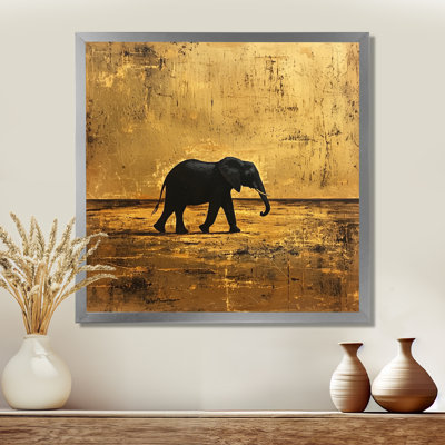 Hammitt, éléphant doré dans le désert ouvert d'Afrique II - éléphant, art mural sur toile