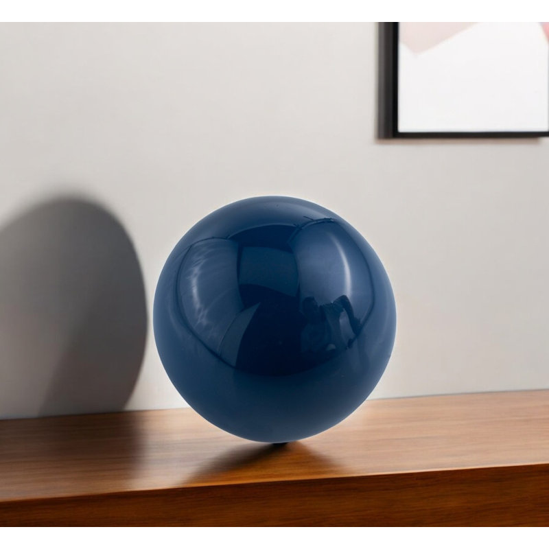 Genivra 3" White Aluminum Decorative Orb Tabletop Sculpture, Blue
