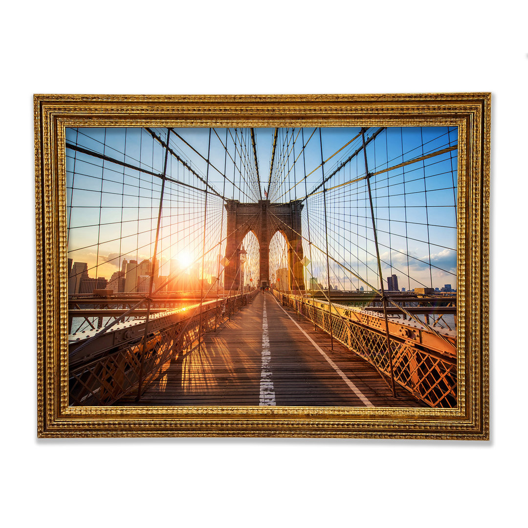 Sonnenuntergang durch die Brooklyn Bridge - Einzelne Bilderrahmen Kunstdrucke