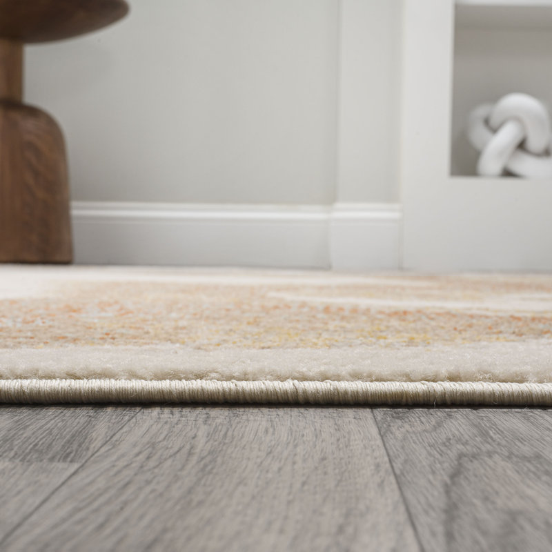 Coban Abstract Two-Tone Modern Orange/Beige/Cream Rug, Rectangle 5'3" x 8'