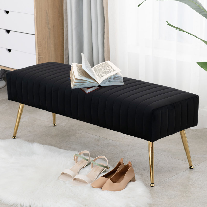 Banc en velours Rodjanae, Noir
