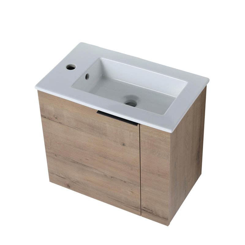 Meuble-lavabo flottant 22 po avec lavabo, Imitation chêne
