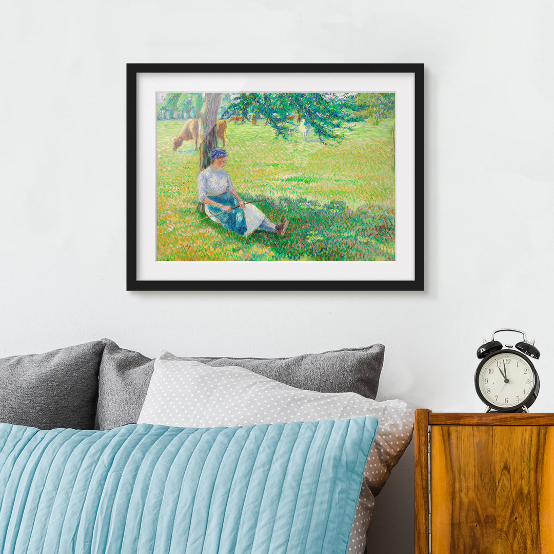 Gerahmtes Poster Cow Herder von Camille Pissarro