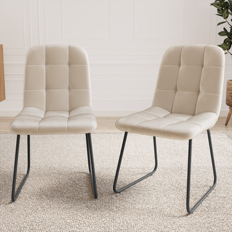 47cm H Upholstered Upholstered Back Side Chair, White