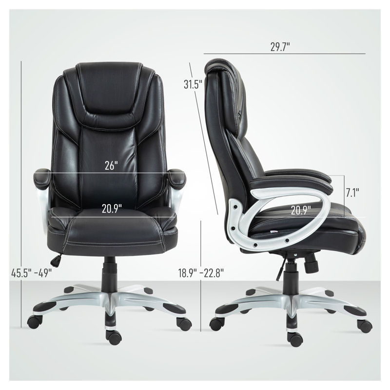 Chaise de bureau ergonomique noire à hauteur réglable - Chaise de bureau pivotante avec accoudoirs rembourrés pour un espace de travail moderne