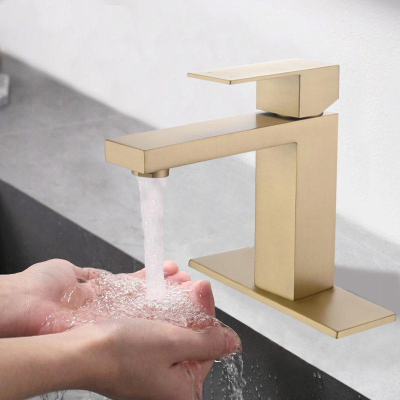 Single Handle Bathroom Faucet Lavatory Faucet Stainless Steel Single Hole-T20, Brushed Gold, Brushed Gold