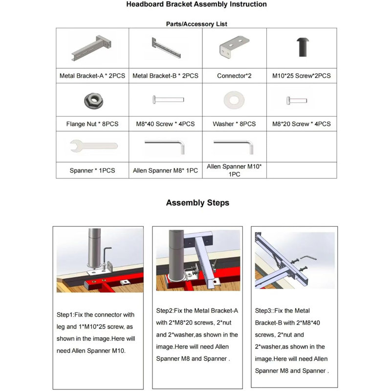Heavy Duty Headboard Bracket For Adjustable Bed Frame 