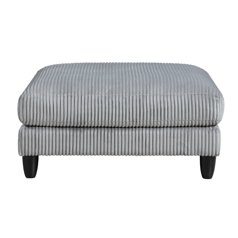 Repose-pieds modulaire Mear avec pieds en bois massif noir, velours côtelé gris 40 po