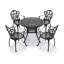 Ensemble de salle à manger rond de patio 5 pièces de 90 cm (35,43 po) avec trou pour parasol, 5 fauteuils avec coussins beiges-1108341038-1108341039