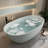 69 inch Turquoise Green Solid Surface Freestanding Soaking Bathtub with Overflow and Pop-up Drain