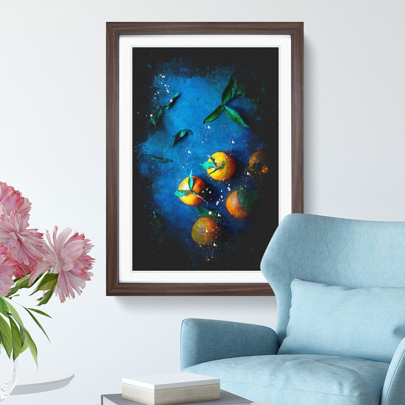 Fresh Oranges - Picture Frame Graphic Art Print, Walnut Framed, 87cm H x 62cm W x 2cm D