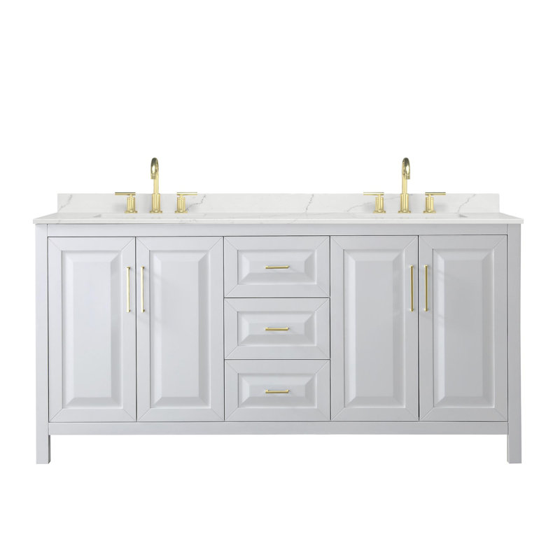 Daria 72'' W Vanity, White, Brushed Gold, Giotto Quartz