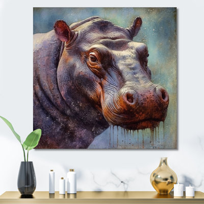 Hippopotame - animaux, art mural sur toile