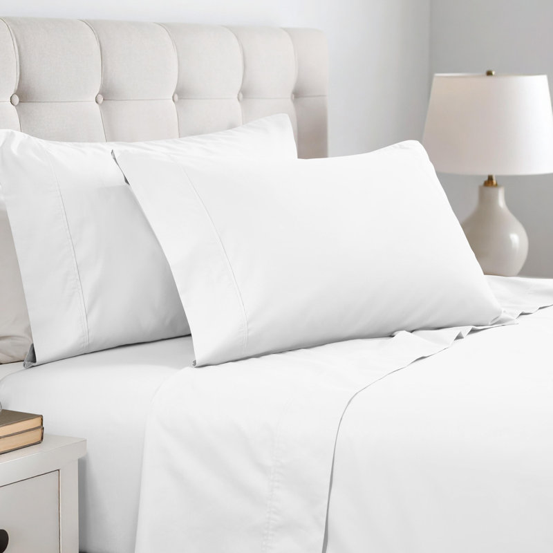 Ensemble de taies d'oreiller en mélange de coton 600 fils Superior, Standard, Blanc