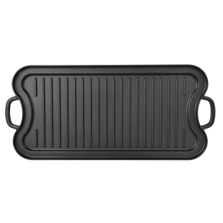 BBQ by MasterPRO - 20 x 10 Pre Seasoned Cast Iron Double Reversible Grill  and Griddle,Black