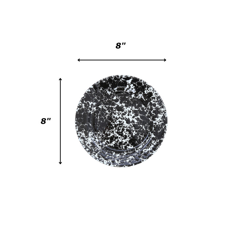 Black and White Enamel Splatter Salad Plates Set of 4