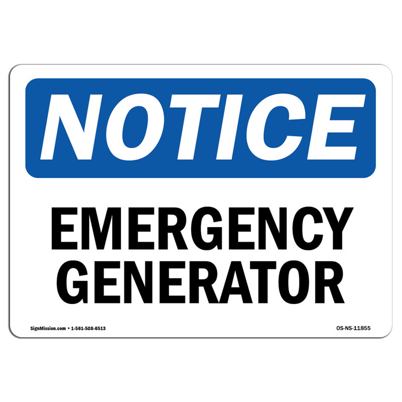 Emergency Generator Decal 14" X 10"