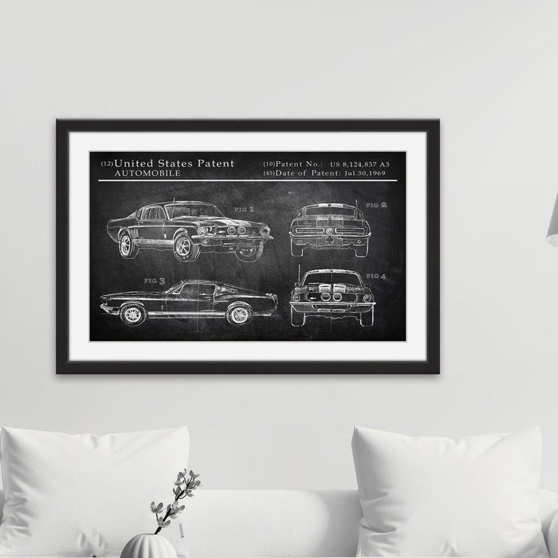 « mustang shelby design », reproduction d’art encadrée, H 16 po x l 24 po x P 1,5 po