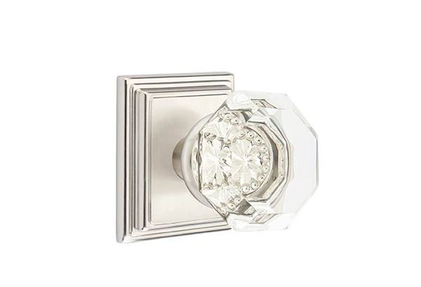 Emtek Passage Interior Mortise Set w/ Wilshire Rosette & Old Town Knob (LH), Satin Nickel