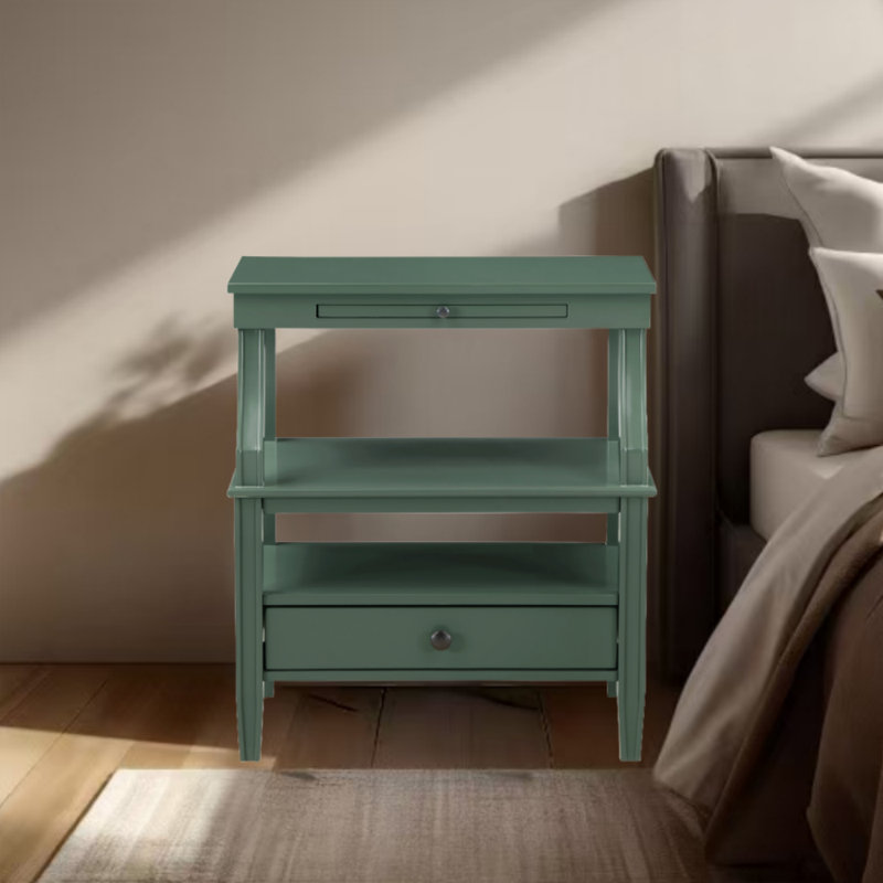 Table de chevet rectangulaire en bois l 23,75 po avec tablette ouverte et tiroir