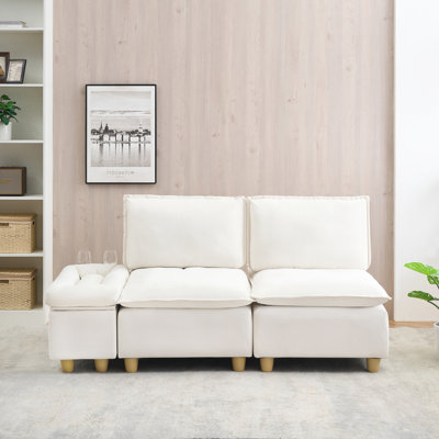 Canapé modulaire 2 places rembourré avec table d'appoint