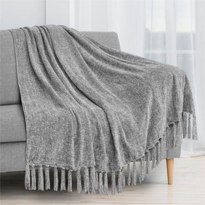 Jeté en chenille pour canapé-lit, carreaux Buffalo écossais noir et blanc, 60 x 80