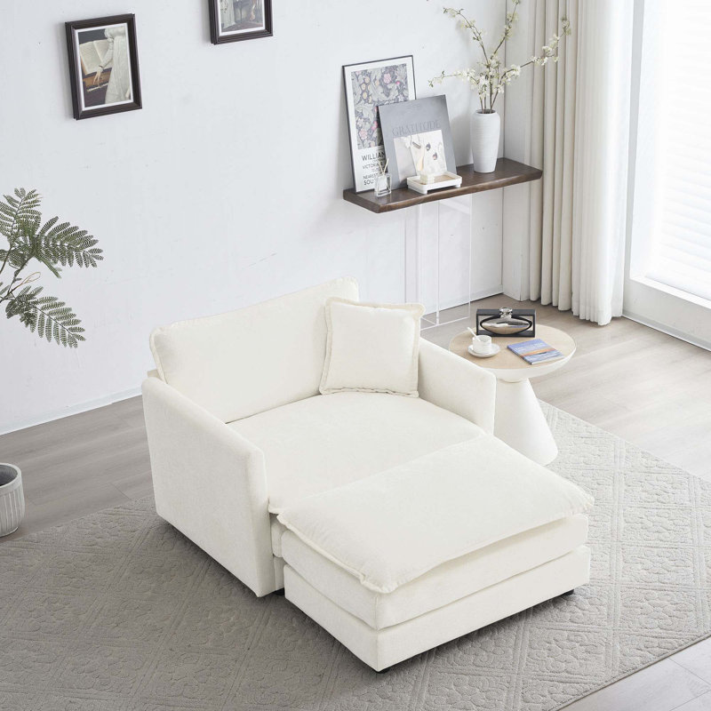 Chaise d'appoint avec repose-pieds, Blanc