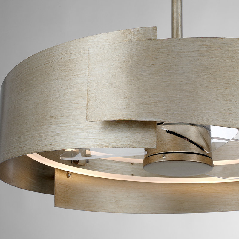 Velora LED Fan D'Lier in Silver Patina, Silver Patina