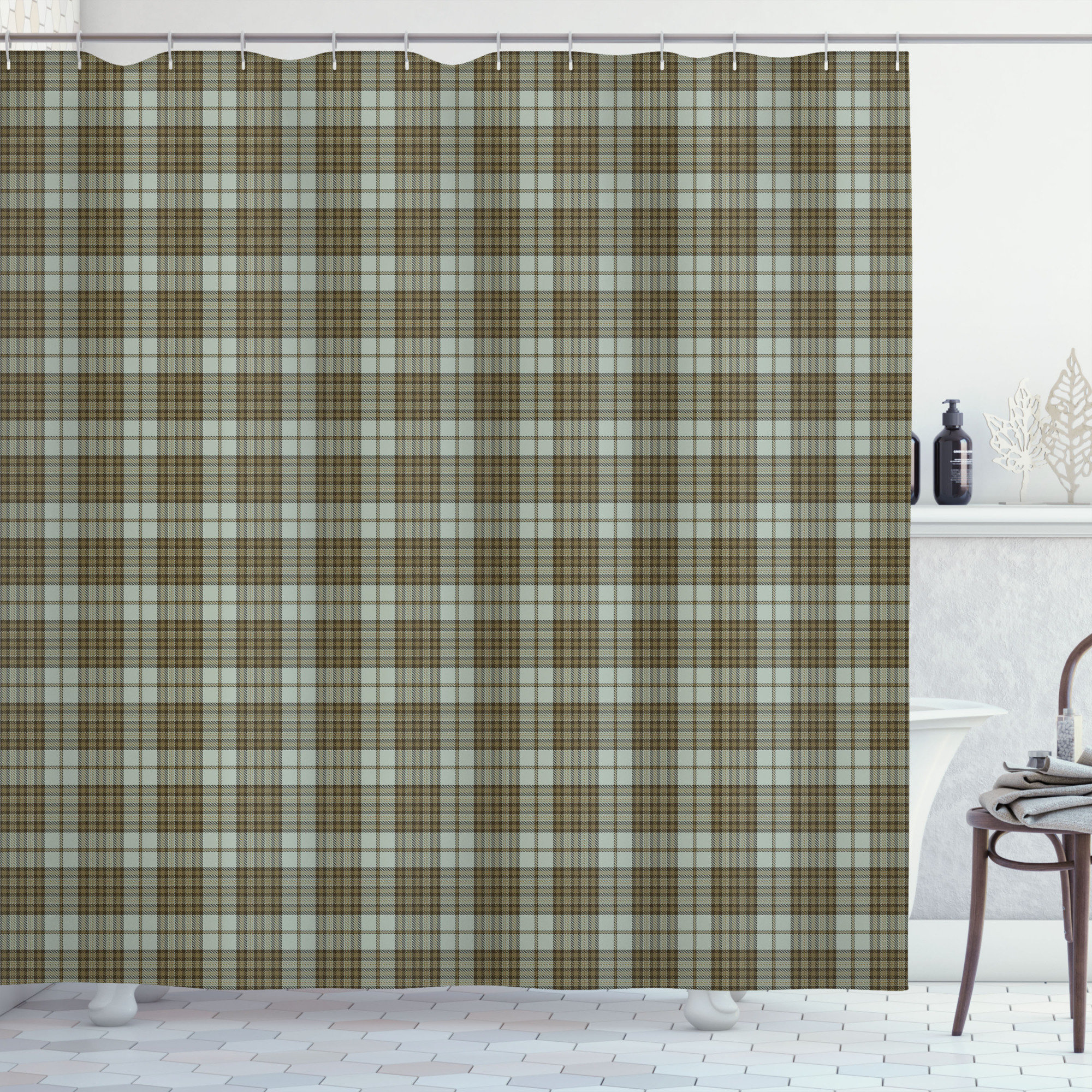 Menzies Green Modern Tartan Shower Curtain main image 0
