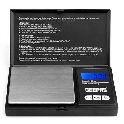 Geepas Portable Digital Scales, 200x0.01 g