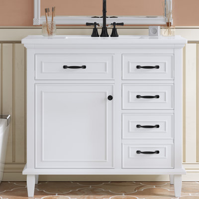36" Bathroom Vanity Set With Ceramic Sink