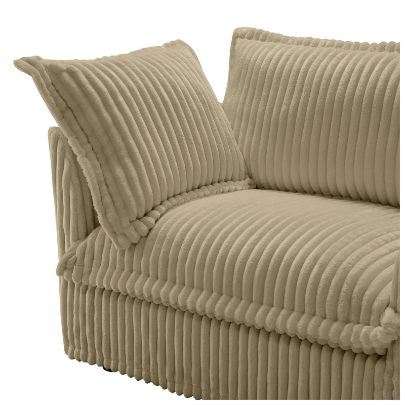 Canapé modulaire en U en velours côtelé 4 places Aurelia l 156,6 po x P 55 po x H 34,6 po