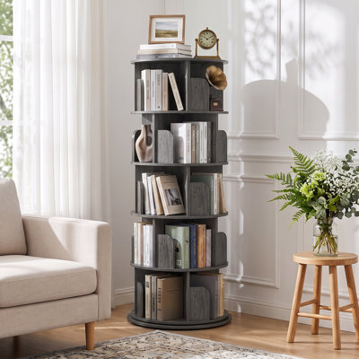 Bibliothèque tournante à 5 niveaux, bibliothèque d'angle en bois