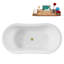 Baignoire autoportante en acrylique 59 ", plateau en bambou, drain Streamline-103682493