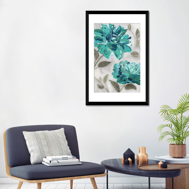 « fleuris i », impression sur toile, Papier d'art encadré noir, Blanc, H 32 po x l 24 po x P 1 po