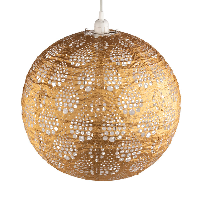 Bronze 18'' Dewdrop Patterned Globe Pendant Lamp