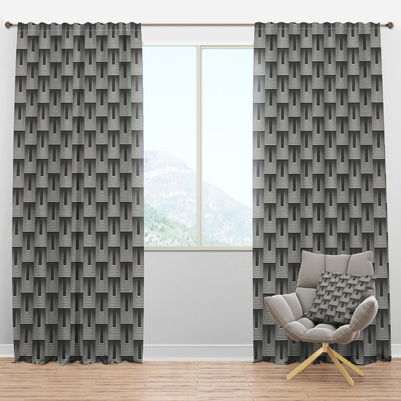 Panneau de rideau simple semi-diaphane avec passe-tringle Mid-Century, l 52 po x L 108 po